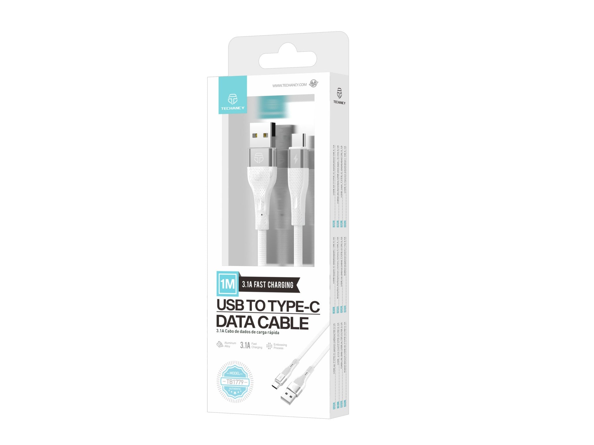 image_3dbb5c68-1a14-4717-87ea-c551fa882fa8.jpg Techancy Cabo De Dados Usb Tipo C Branco TB1779, Carregamento Rápido De 3,1 A, Suporte Para Transferência De Dados De 480 Mbps - Image 5