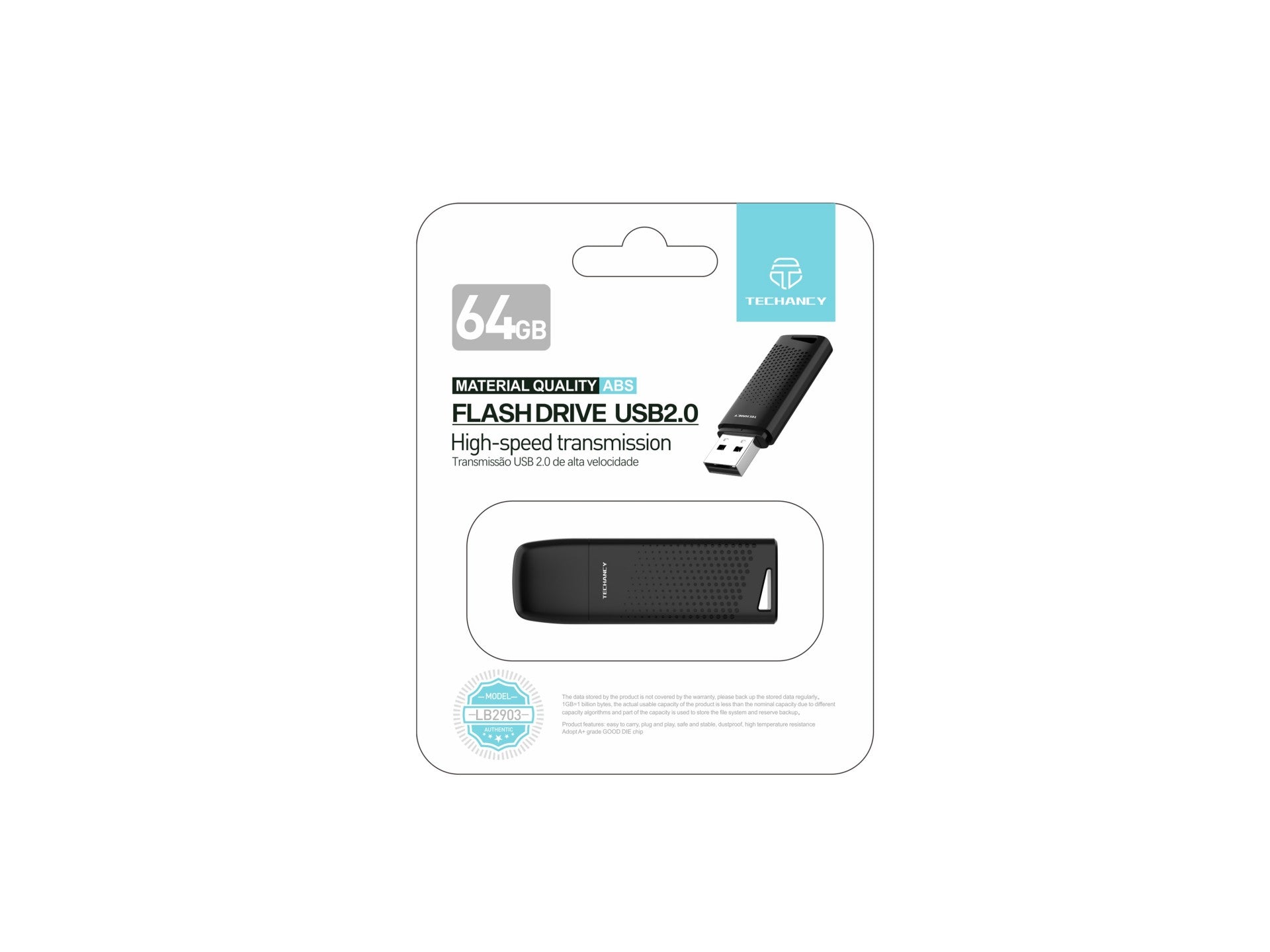 image_6cc89d21-7be3-4326-b989-04bc26763de3.jpg Techancy USB Flash Drive 64GB Preto LB2903, Usb 2.0, Compatível com PC/Mobile/Mac, Armazenamento seguro de ficheiros - Image 5