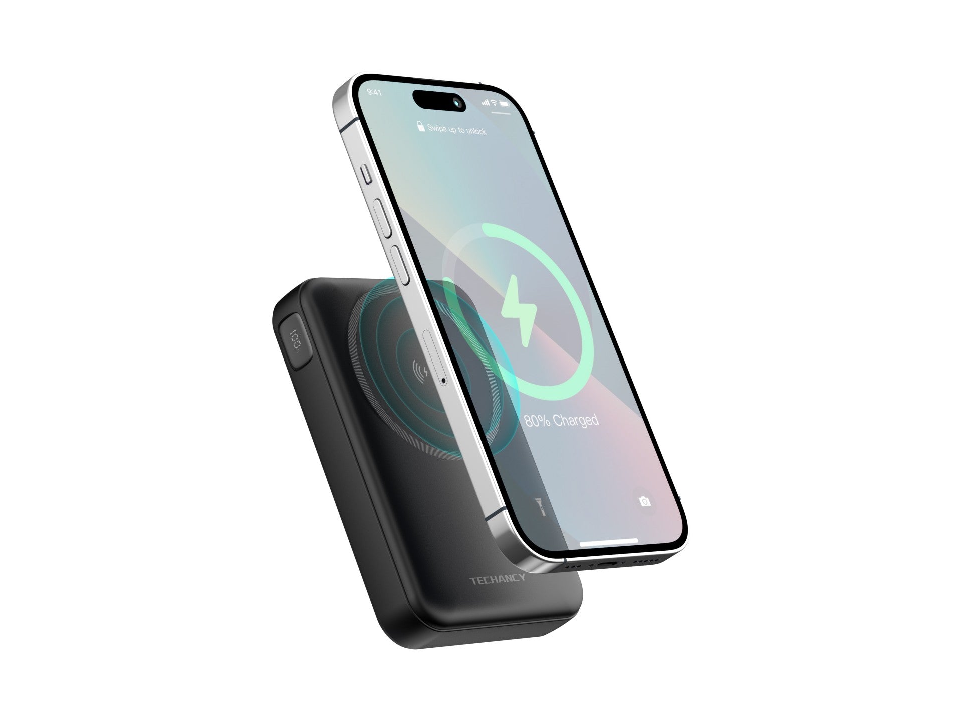 techancy power bank magnetico tf2786 10000mah carregamento rapido sem fios 15w pd 20w compativel com magsafe suporte integrado ecrã led preto techancy power bank magnetico tf2786 10000mah carregamento rapido sem fios 15w pd 20w compativel com magsafe suporte integrado ecrã led preto