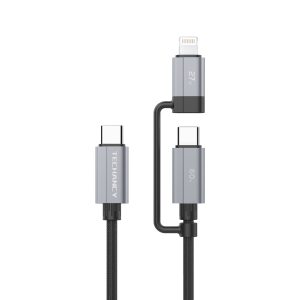 techancy cabo de carregamento rápido 2 em 1 tb1743 1m usb c para usb c 60w e usb c para lightning 27w cabo durável para vários dispositivos