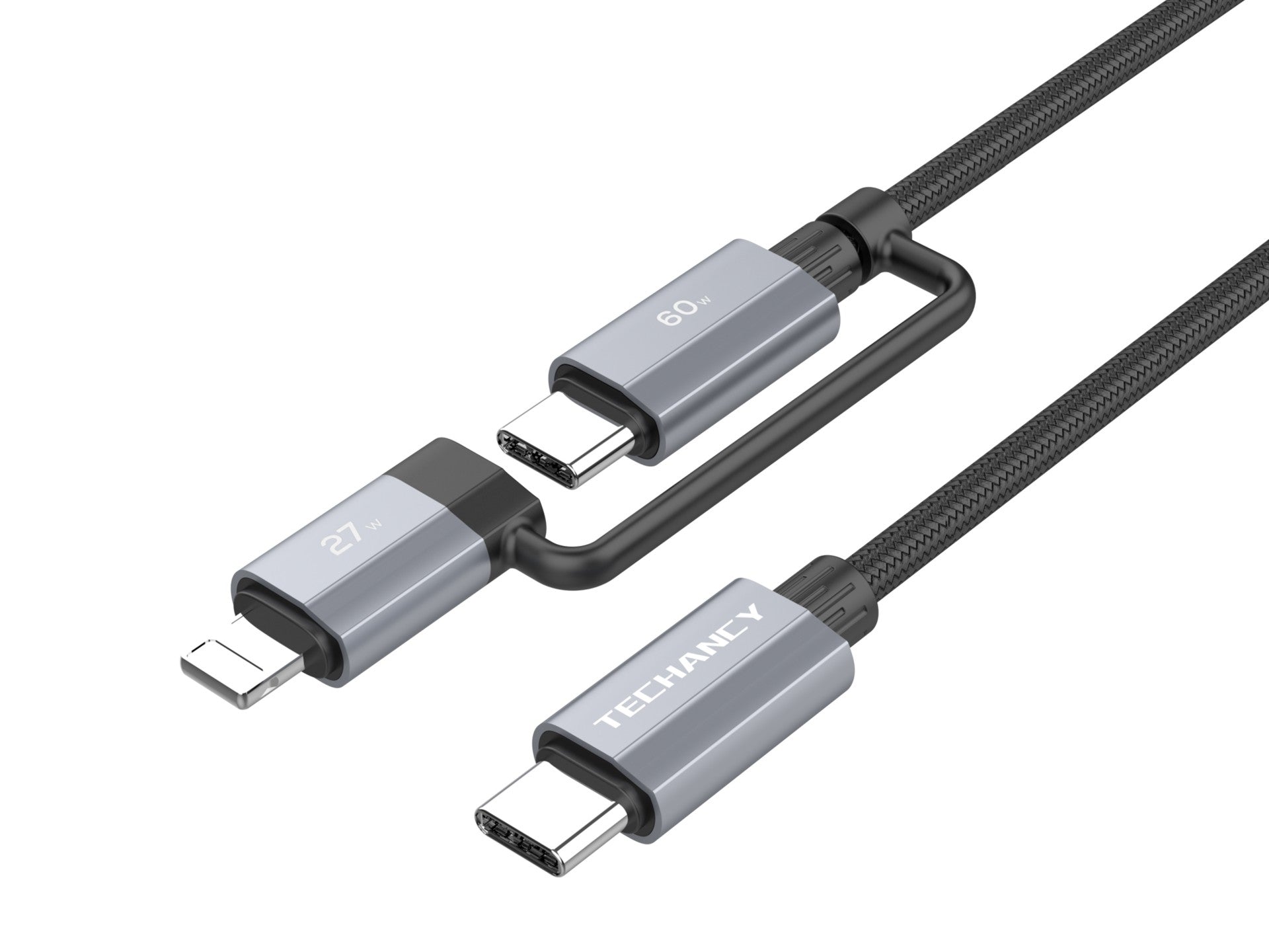 techancy cabo de carregamento rápido 2 em 1 tb1743 1m usb c para usb c 60w e usb c para lightning 27w cabo durável para vários dispositivos techancy cabo de carregamento rápido 2 em 1 tb1743 1m usb c para usb c 60w e usb c para lightning 27w cabo durável para vários dispositivos